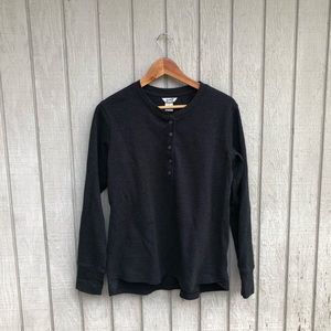 Duluth Trading Co black Henley long sleeve shirt, women’s large